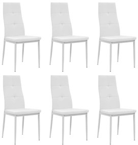 Cadeiras de jantar 6 pcs couro artificial branco