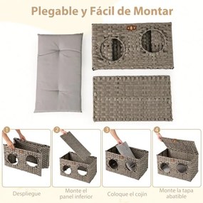 Cama dobrável para gatos  60 cm x 35 cm x 35 cm de interior com almofada macia removível Tampa com fechadura Cinza