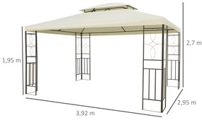 Pérgola de Jardim 295x392x270 cm Pérgola para Exterior com Duplo Teto
