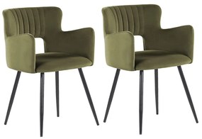 Conjunto de 2 cadeiras de jantar em veludo verde azeitona SANILAC Beliani