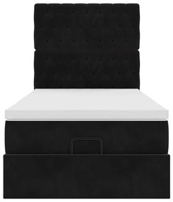 Estrutura de cama otomana com colchões preto veludo