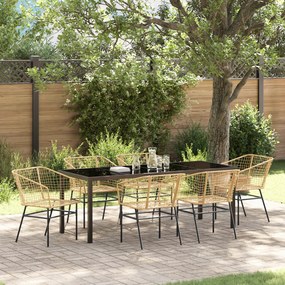 vidaXL Conjunto de Jantar de Jardim 7 Peças Castanho Polyrattan