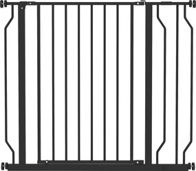 Barreira de Segurança para Cães Extensível para Escadas e Portas 75-95 cm com 1 Extensão e 10 cm Altura 76 cm Preto