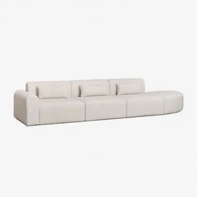 Sofá Modular De 3 Peças Canto Esquerdo Com Pufe Triangular Em Tosquia Borjan Chenille Branco - Sklum