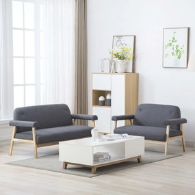 vidaXL Conjunto de sofás para 5 pessoas 2 pcs tecido cinzento-escuro