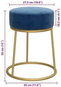 Banqueta redonda veludo azul