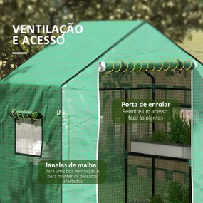 Cobertura de Substituição para Estufa 140x73x190 cm com Janela, Porta com Fecho Éclair, Anti-UV, Proteção de Plantas, Verde