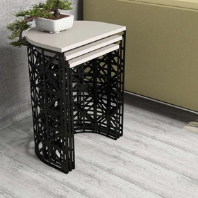 Mesas de Encostar Stil Metal Ferforje – Creme Preto – 46x62x33 cm / 41