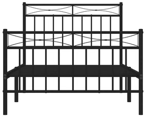 Estrutura de cama com cabeceira e pés 100x190 cm metal preto