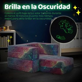 Sofá infantil brilha no escuro modular para crianças com capa de almofada lavável à máquina e enchimento de espuma para crianças com mais de 3 anos Ro