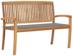 vidaXL Banco de jardim empilhável c/ almofadão 128,5 cm teca maciça