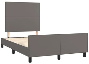 Estrutura de cama sem colchão 120x190cm couro do falso cinzento