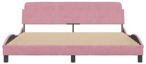 Estrutura cama c/ cabeceira sem colchão 180x200 cm veludo rosa