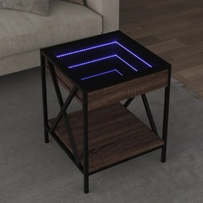 Mesa de centro luzes LED Infinity 40x40x49 cm carvalho castanho