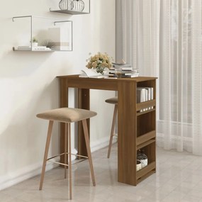 vidaXL Mesa de bar c/ prateleiras derivados madeira carvalho castanho