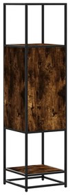 Armário alto 35,5x35x139 cm madeira e metal carvalho fumado