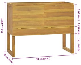 Armário de casa de banho 90x40x75,5 cm madeira de teca maciça