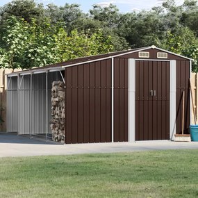vidaXL Abrigo de jardim 277x365,5x179 cm aço galvanizado castanho