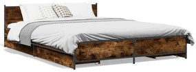vidaXL Estrutura de cama c/ gavetas derivados madeira carvalho fumado