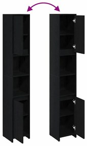 Armário de Banheiro vidaXL Preto Carvalho 30x30x183,5 cm Madeira engen