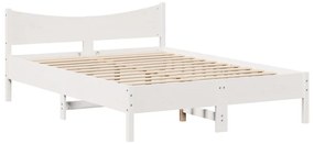 Estrutura de cama com cabeceira 160x200 cm pinho maciço branco