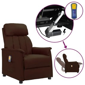 vidaXL Poltrona de massagens elevatória couro artificial castanho