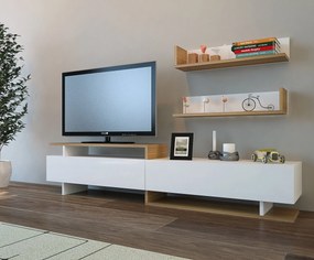 Unidade TV Ayaz – Branco e Teca – 180 cm x 40 cm x 37,4 cm
