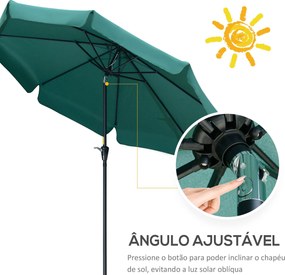 Chapéu de Sol de Jardim Ø266x250 cm Proteção UV50+ Chapéu de Sol de Al