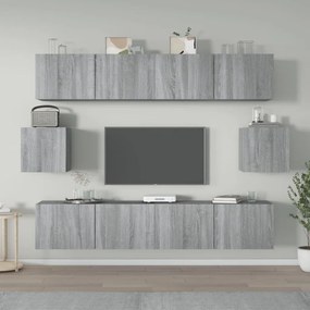 vidaXL Conjunto móveis de TV 6 pcs madeira processada sonoma cinza