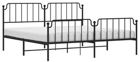 Estrutura de cama com cabeceira e pés 193x203 cm metal preto