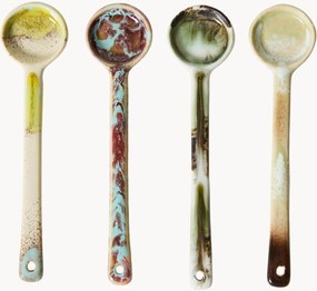 Colheres com vidrado reativo artesanal 70's, conjunto de 4
