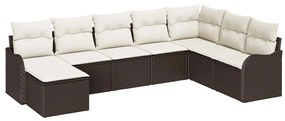 Conjunto de Sofás de Jardim vidaXL de 8 peças com Almofadas Castanho R