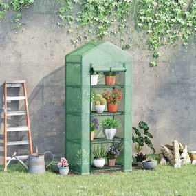 Estufa de Jardim com 4 Prateleiras e Cobertura de PE Estufa de Aço para Cultivo de Plantas Flores 69x50x160cm Verde