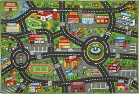 AIYAPLAY Tapete Infantil Estrada de Cidade 200x150 cm Tapete Educativo Antiderrapante para Bebés Multicor | Aosom Portugal