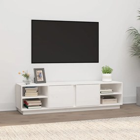 Móvel de TV 156x40x40 cm madeira de pinho maciça branco