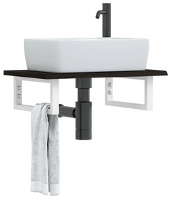 vidaXL Prateleira de parede p/ lavatório aço/madeira carvalho maciça