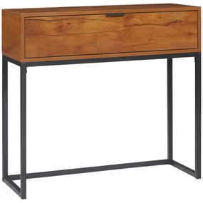 HOMCOM Mesa de Console Mesa de Console com Gaveta e Pés de Aço para Sala de Estar Entrada Corredor 80x30x76 cm Marrom | Aosom Portugal