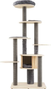 Arranhador para gatos de 172 cm acolchoado, tapetes e postes para arranhar, base estável para interior, cinzento