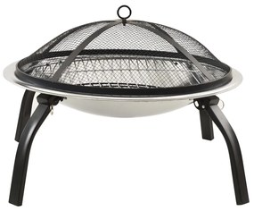 Braseira e barbecue 2-em-1 com atiçador 56x56x49 cm aço inox.