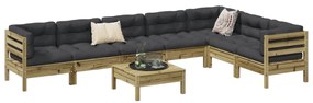 vidaXL 8 pcs conj. sofás jardim c/ almofadões madeira pinho impregnada