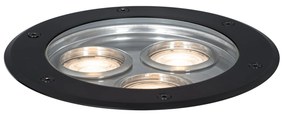 Foco de chão moderno preto 3 luzes IP65 - Tribus Moderno