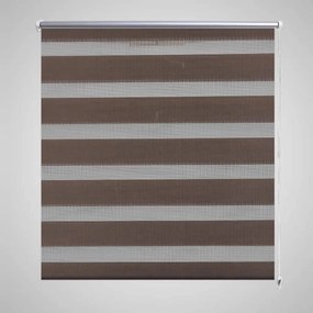 Estore de rolo 120 x 230 cm, linhas de zebra / Café