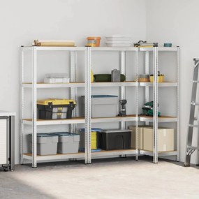 Prateleiras de armazenamento de 4 camadas 3 pcs aço prateado