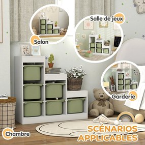 Móvel para Brinquedos, 96 x 38,5 x 90 cm, 6 Caixas Amovíveis, Verde