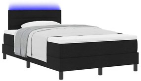 Cama Box com Colchão e LED Preto 120x200 cm Tecido
