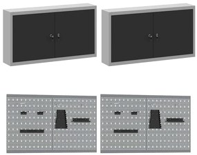 Conjunto de Armário vidaXL Conjunto de 10 Preto Aço 200 x 55 x 200 cm