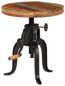 Mesa de apoio 45x (45-62) cm madeira recuperada e ferro fundido