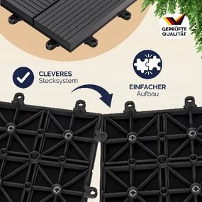 Conjunto 11 unidades Ladrilhos compostos para terraços, 30 x 30 cm mosaico Antracite