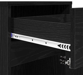 Criado-mudo LED Carvalho preto 38 x 34 x 61 cm Aglomerado
