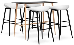 vidaXL 5 pcs conjunto de bar preto e branco